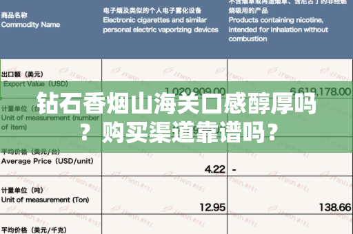 钻石香烟山海关口感醇厚吗？购买渠道靠谱吗？